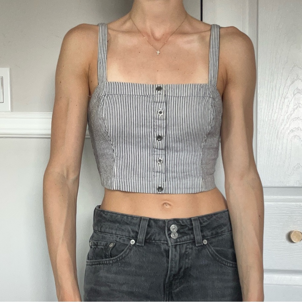 Hollister Striped Gray Crop Top
